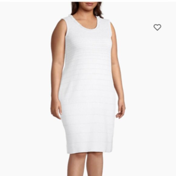 Ming Wang Plus Size Stripe Shimmer-Knit Sheath Dress Sleeveless NWT3X - Picture 1 of 13